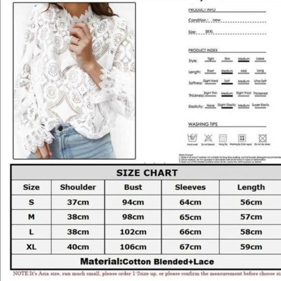 White Lace See through Bohemian Long Sleeve Shirt - Picture 5 of 16